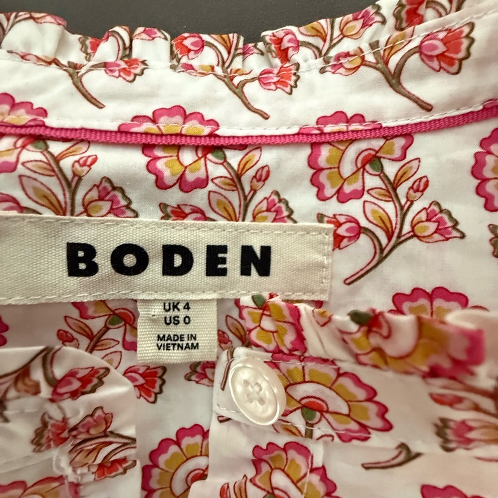 Boden Phoebe Floral Shirt Pink Floral Button-Front Women's - Picture 7 of 14